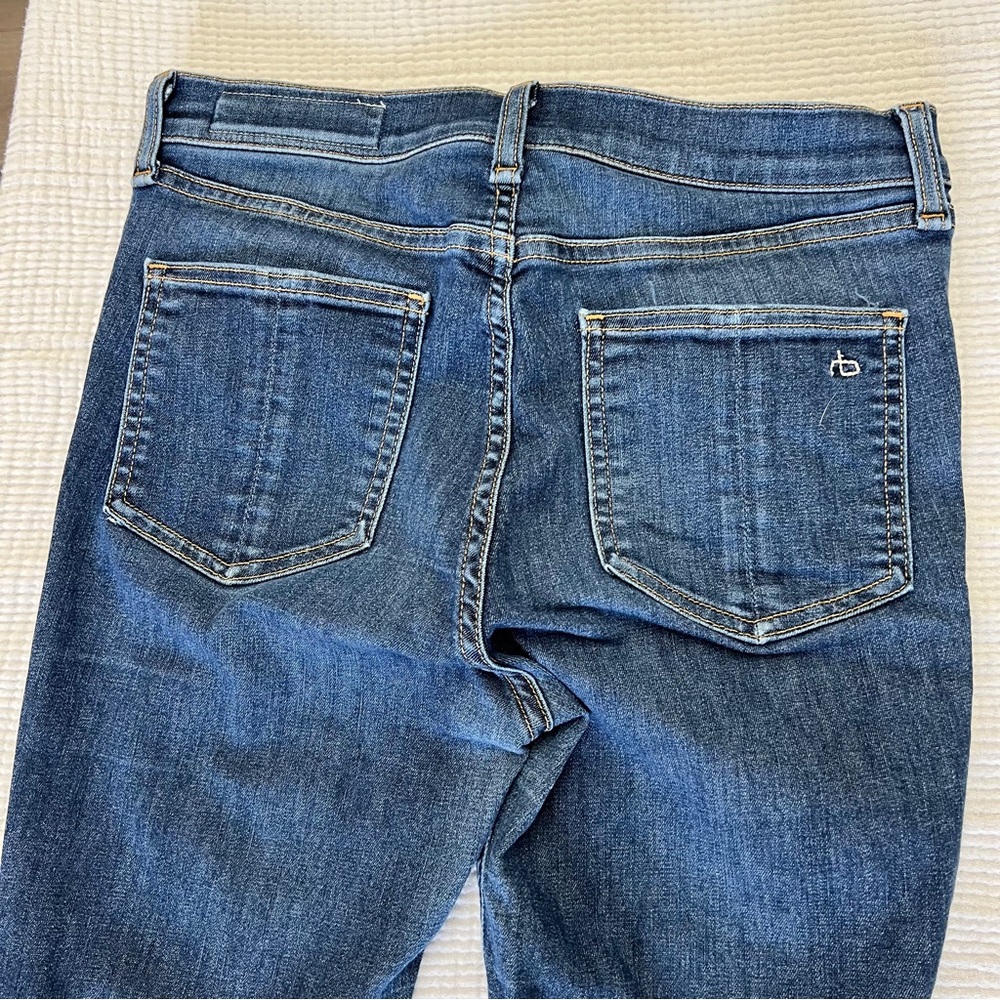 rag & bone 10 inch high rise skinny jeans in medium wash size 27 with raw hem - Picture 10 of 11
